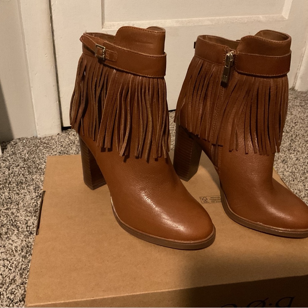 Ivanka Trump Tan Fringe Heeled Boots